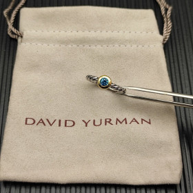 David Yurman Gold and Silver 2.8mm Petite Cable Blue Pav&Atilde;&copy; Diamond Ring