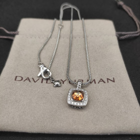 David Yurman 7mm Cushion-Cut Center Stone Necklace Champagne Diamond