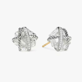 David Yurman 11mm Hexagon Diamond White Crystal Stud Earrings