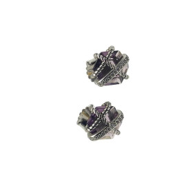 David Yurman Hexagonal Purple Diamond Stud Earrings