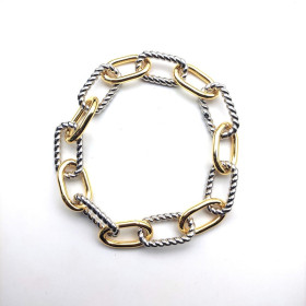 David Yurman Madison Chain Multi-Ring Gold and Silver Bracelet, Length 21cm