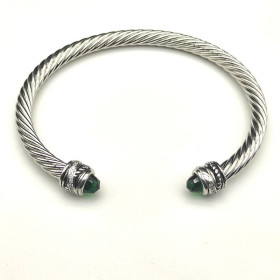 David Yurman 5mm Cable Classics Rotating Deep Green Diamond Cuff Bracelet