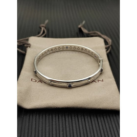 David Yurman 8mm Silver Pav&Atilde;&copy; Blue Diamond Renaissance Band Bracelet