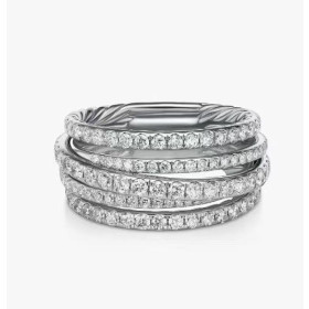 David Yurman Silver Pav&Atilde;&copy; Diamond Interlocking Ring