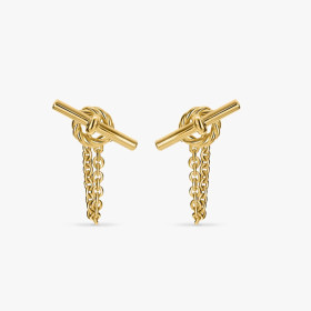 David Yurman Gold 38.2mm Petite Chain Link Earrings