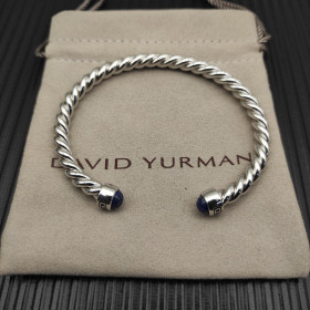 David Yurman 6mm Sterling Silver Lapis Lazuli Cable Cuff Bracelet