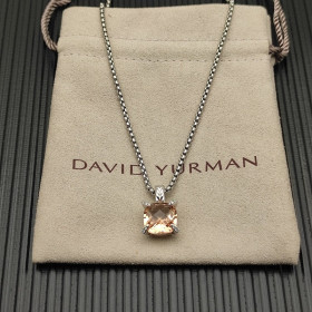 David Yurman Sterling Silver 11mm Four-Prong Champagne Diamond Necklace