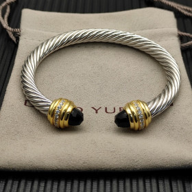 David Yurman 7mm Gold Black Diamond Head Gemstone Bracelet, Fits Wrist Sizes 16&acirc;20cm