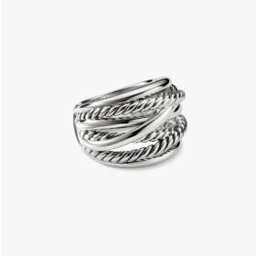 David Yurman Silver Double Cylinder Cross Ring