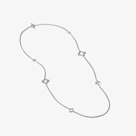 David Yurman Silver Four-Leaf Clover Sweater Necklace, 3mm Chain, 90cm