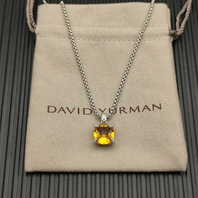 David Yurman Sterling Silver 11mm Four-Prong Yellow Diamond Necklace