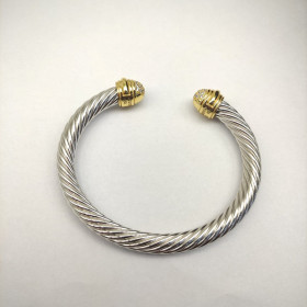 David Yurman 7mm Gold Pav&Atilde;&copy; Half-Diamond Head Cable Cuff Bracelet