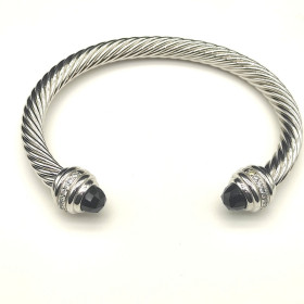 David Yurman 7mm Cable Bracelet with Purple Pav&Atilde;&copy; End Caps