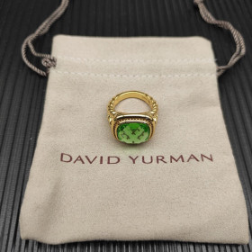David Yurman Gold 14mm Square Green Pav&Atilde;&copy; Diamond Ring