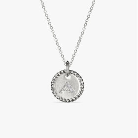 David Yurman Gold Diamond Initial A Disc Pendant Necklace