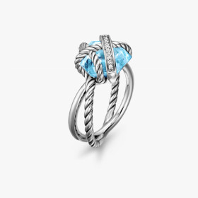 David Yurman 11mm Hexagon Blue Pav&Atilde;&copy; Diamond Ring