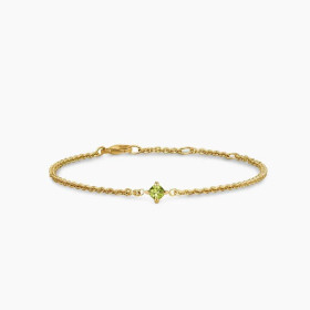David Yurman 4mm Gold Single Stone Green Diamond Bracelet