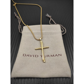 David Yurman Gold-Tone Cylindrical Cross Pendant Necklace