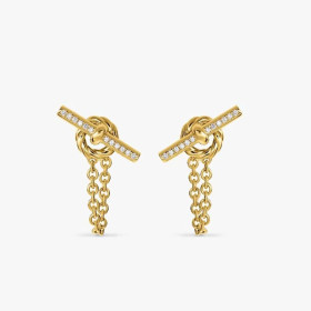 David Yurman Gold Pav&Atilde;&copy; 38.2mm Petite Chain Link Earrings