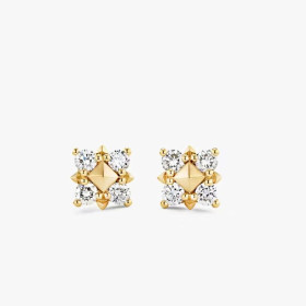 David Yurman 8mm Gold Pav&Atilde;&copy; White Diamond Pyramid Stud Earrings
