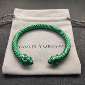 David Yurman 7mm Green Colorful Enamel Cuff Bracelet, Fits Wrist Size 16cm - 20cm