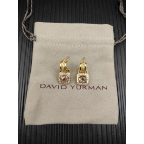 David Yurman Gold Champagne Pav&Atilde;&copy; Square Cable Drop Earrings