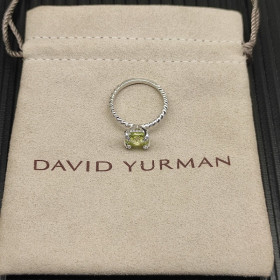 David Yurman 8mm Four-Prong Green Diamond Ring