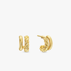 David Yurman Gold 13.5mm Double Hoop Embrace Earrings