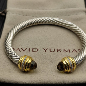 David Yurman 7mm Gold Gemstone Head Brown Diamond Bracelet, Fits Wrist Sizes 16&acirc;20cm