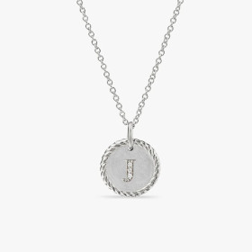David Yurman Gold Diamond Initial J Disc Pendant Necklace