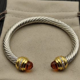 David Yurman 7mm Gold Champagne Diamond Head Gemstone Bracelet, Fits Wrist Sizes 16&acirc;20cm