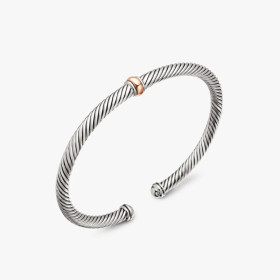 David Yurman 4mm Gold and Silver Rose Gold Single Bead Bracelet