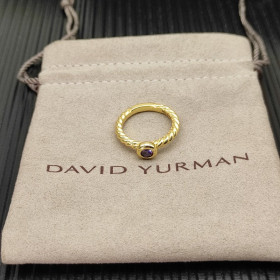 David Yurman Gold 2.8mm Petite Cable Purple Pav&Atilde;&copy; Diamond Ring