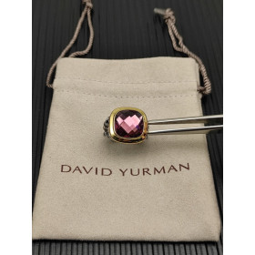 David Yurman Gold and Silver 14mm Square Purple Diamond Ring