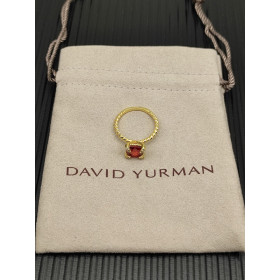 David Yurman Gold 8mm Four-Prong Red Diamond Ring