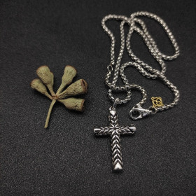 David Yurman Chevron Cross Black Diamond Necklace