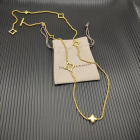 David Yurman Gold Clover Sweater Necklace 90cm Long Chain