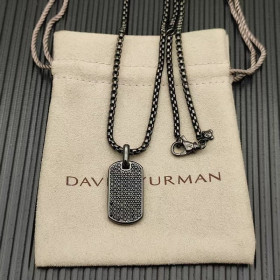 David Yurman Black and Gold Pav&Atilde;&copy; Black Diamond Logo Necklace