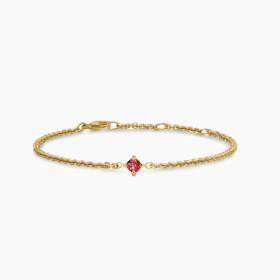 David Yurman 4mm Gold Single Stone Red Diamond Bracelet