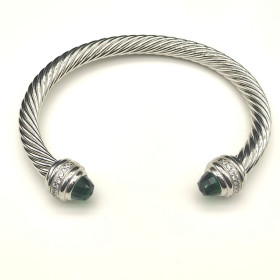 David Yurman 7mm Deep Green Diamond-Set Cable Cuff Bracelet