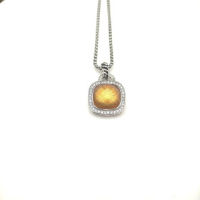 David Yurman 14mm Cushion-Cut Center Stone Necklace with Champagne Pav&Atilde;&copy;