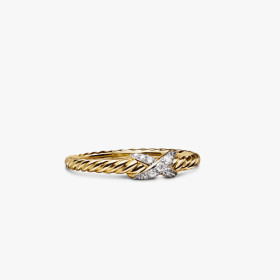 David Yurman 2.2mm Gold Cable X Pav&Atilde;&copy; Diamond Ring