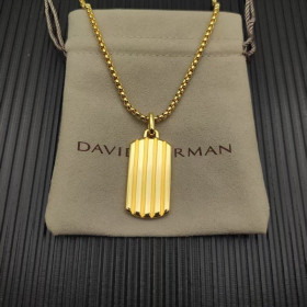 David Yurman Gold Streamlined Rectangular Tag Necklace