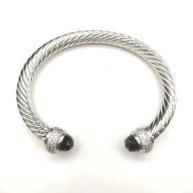 David Yurman 7mm Full Pav&Atilde;&copy; Purple Diamond End Cap Cable Bracelet