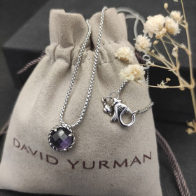 David Yurman 8mm Purple Gemstone Four-Prong Pendant Necklace