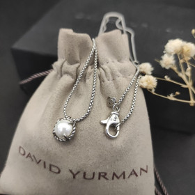 David Yurman 8mm Pearl Four-Prong Necklace 1.5mm Chain