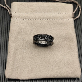David Yurman 8.5mm Black and Gold Cable Classic Pav&Atilde;&copy; Black Diamond Ring