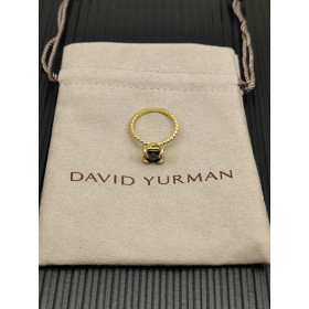 David Yurman Gold 8mm Four-Prong Black Diamond Ring