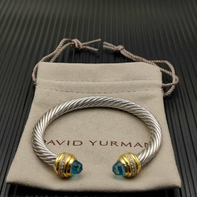 David Yurman 7mm Gold Blue Diamond Head Gemstone Bracelet, Fits Wrist Sizes 16&acirc;20cm