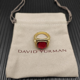 David Yurman Gold 14mm Square Red Pav&Atilde;&copy; Diamond Ring